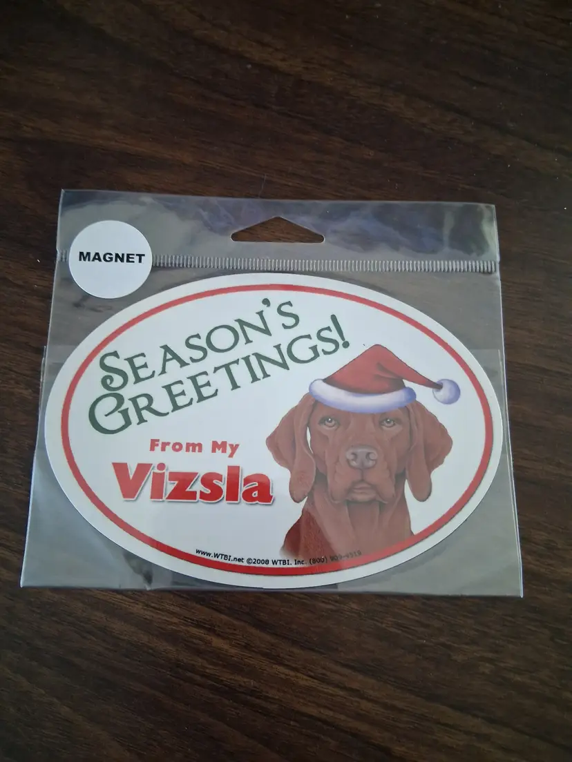 Season's Greetings Vizsla Dog Magnet ~ Holiday Decor