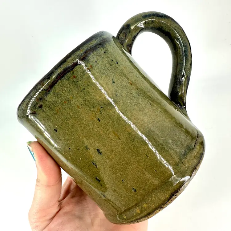 ML Pottery Mug Brown Blue Glaze