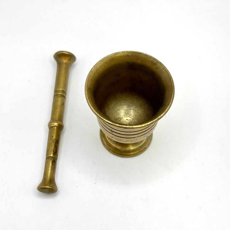 Vintage Brass Apothecary Mortar and Pestle Set 1.75”