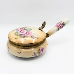 Vintage Lefton Japan Silent Butler Crumb Catcher Hinged Porcelain Rose Pattern