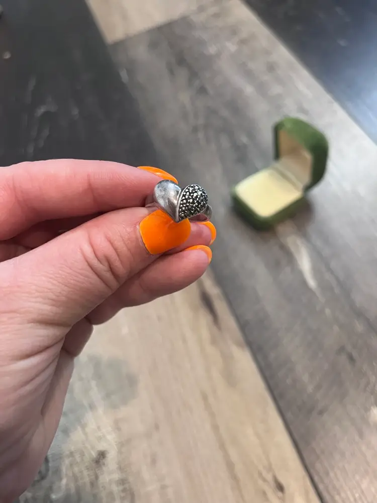 Vintage Sterling Silver Heart Ring Size 8.75