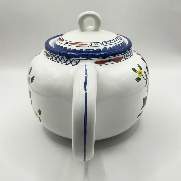 Vintage “Lisbon” Pattern Floral Ceramic Teapot, Hand-Painted Flower Design, Collectible Kitchen Decor, By Tiffany and Co., Made in Portugal