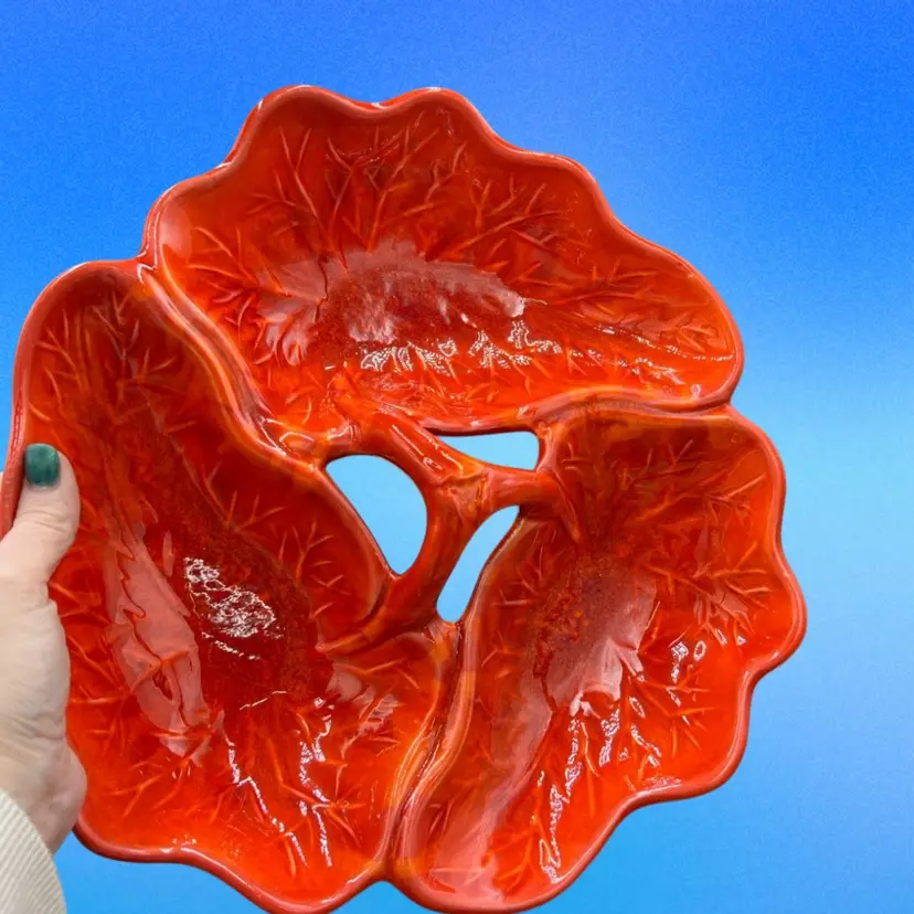 MCM Snack Server, Burnt Orange Color , Perfect For Entertaining And Holding Your Snacks Or Appetizers