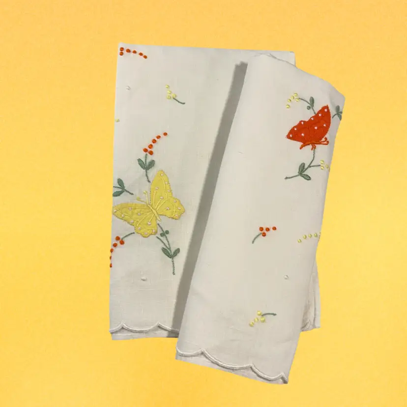 Set of 2 Handkerchief w/ Butterflies | 16”