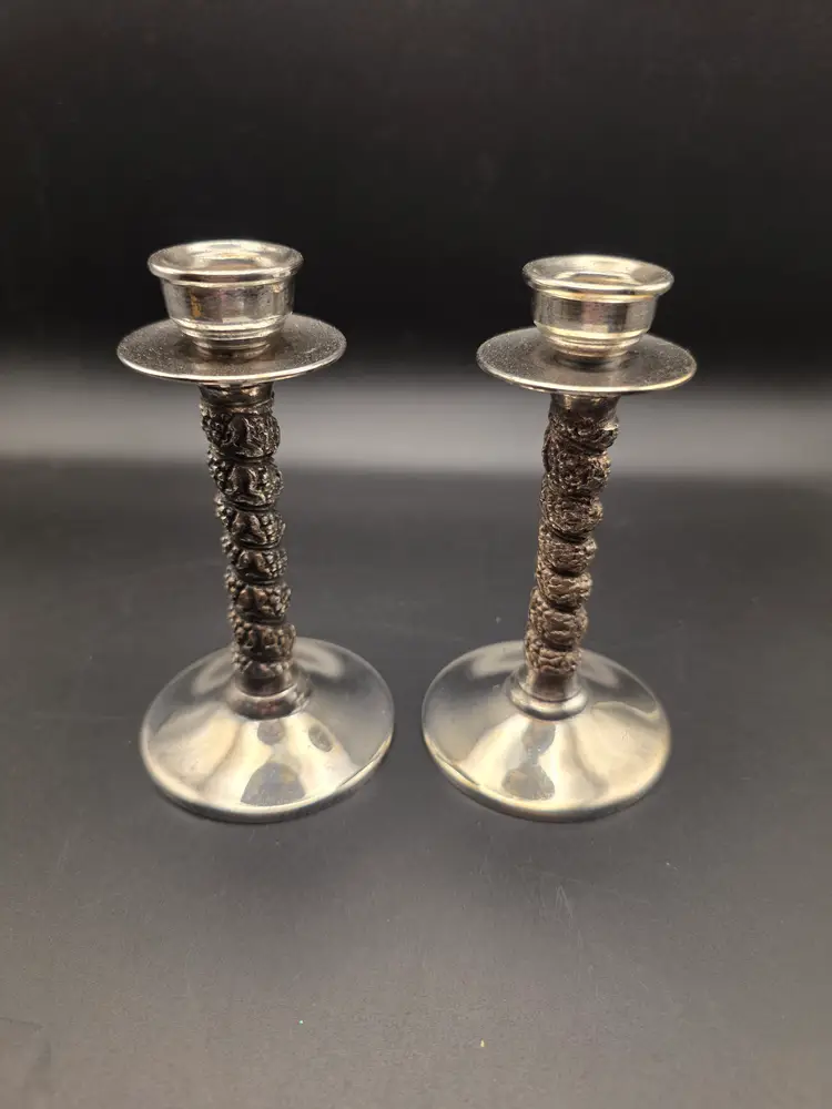 Vintage Spain Grapevine Twist Candlestick Holders