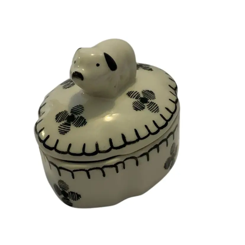 Adorable Andrea By Sadek Ceramic Trinket Box With Piggy On Lid Made In Thailand