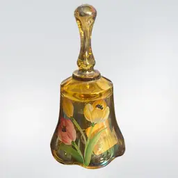 Fenton Tiny Hand Painted And Signed Yellow Bell Signed By A Deem