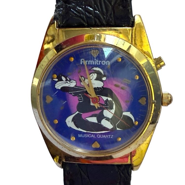 Warner Bros. Vintage 1995 Armitron Looney Tunes Pepe Le Pew *Working* Musical Watch