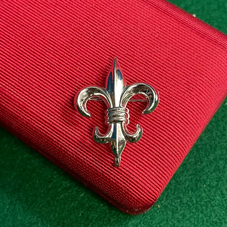 Fleur De Lis Brooch Pin Pocket Watch Hook Sterling 925 Silver