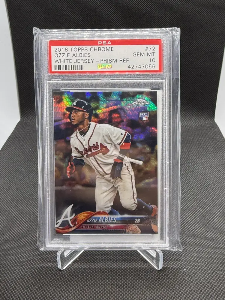 Ozzie Albies PSA 10 PRISM REFRACTOR ROOKIE CARD  2018 Topps Chrome RC  GEM MT 10