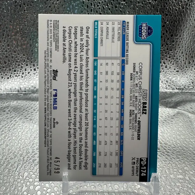 Luis Baez Green Auto /99 Houston Astros