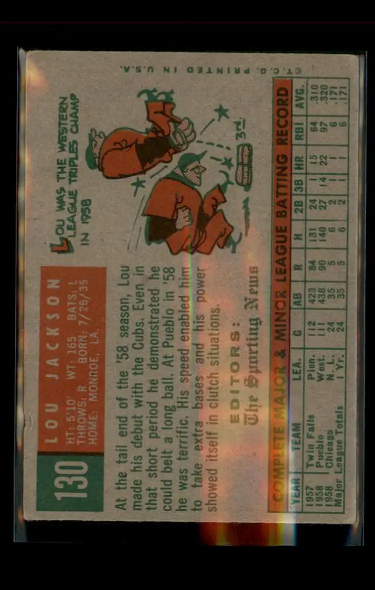 1959 Topps #130 Lou Jackson - (pk4) - Chicago Cubs
