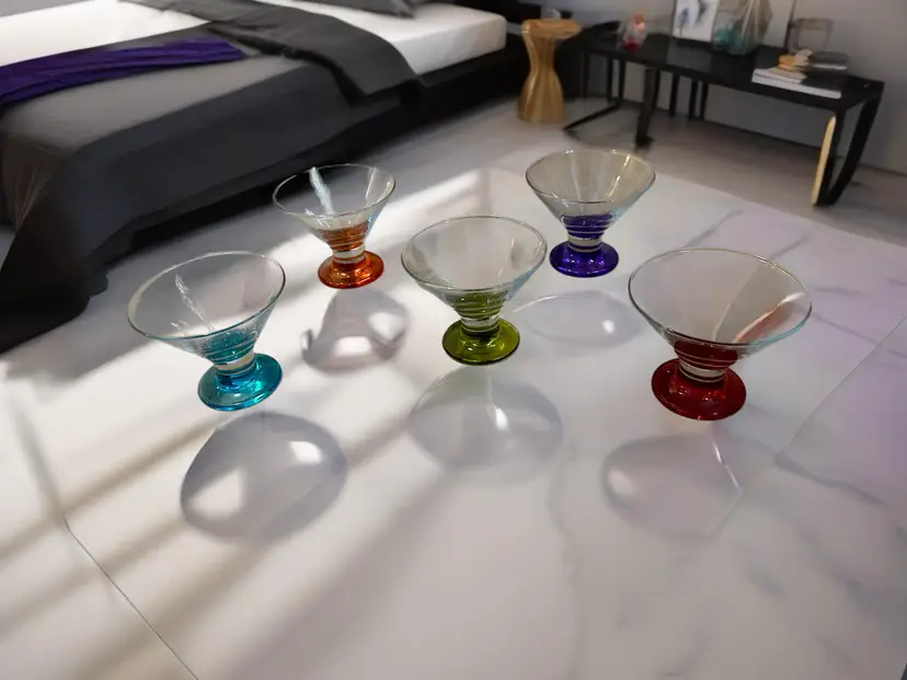 Blown Glass Cocktail, Stemless Martini, Artisan Martini, Artisan cocktail, Stemless Cocktail, Cosmopolitan Glass,