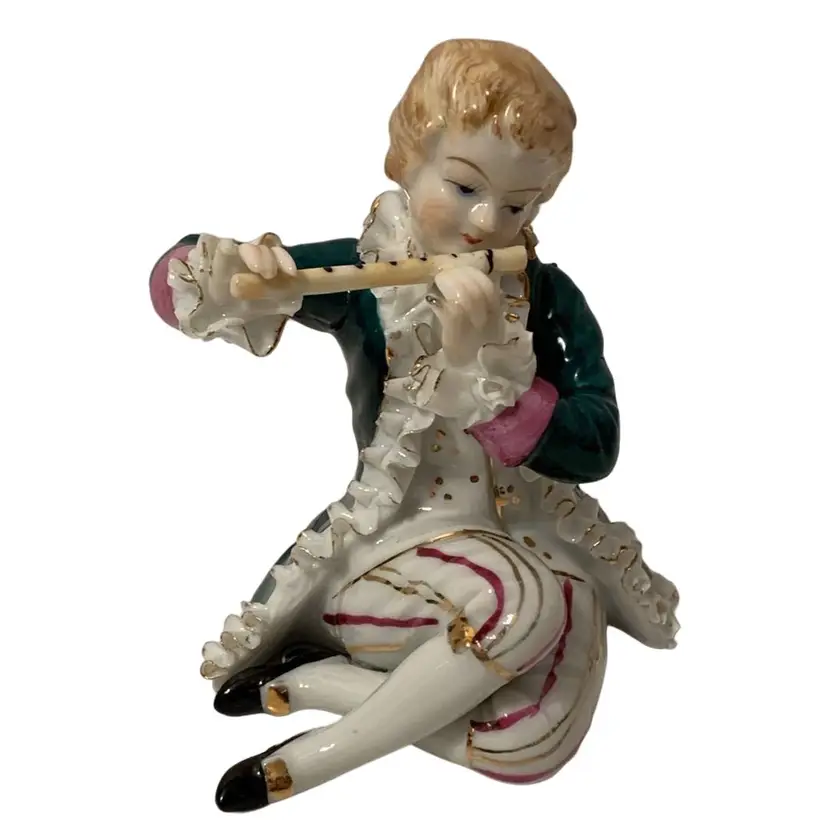 Trimont Japan Porcelain Boy Playing Flute Figurine