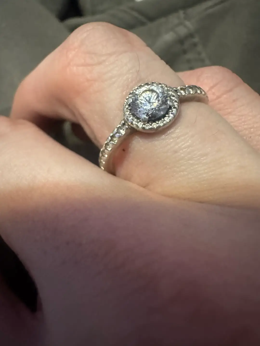 Pandora Solitaire Halo Eternity Ring CZ Sterling Silver