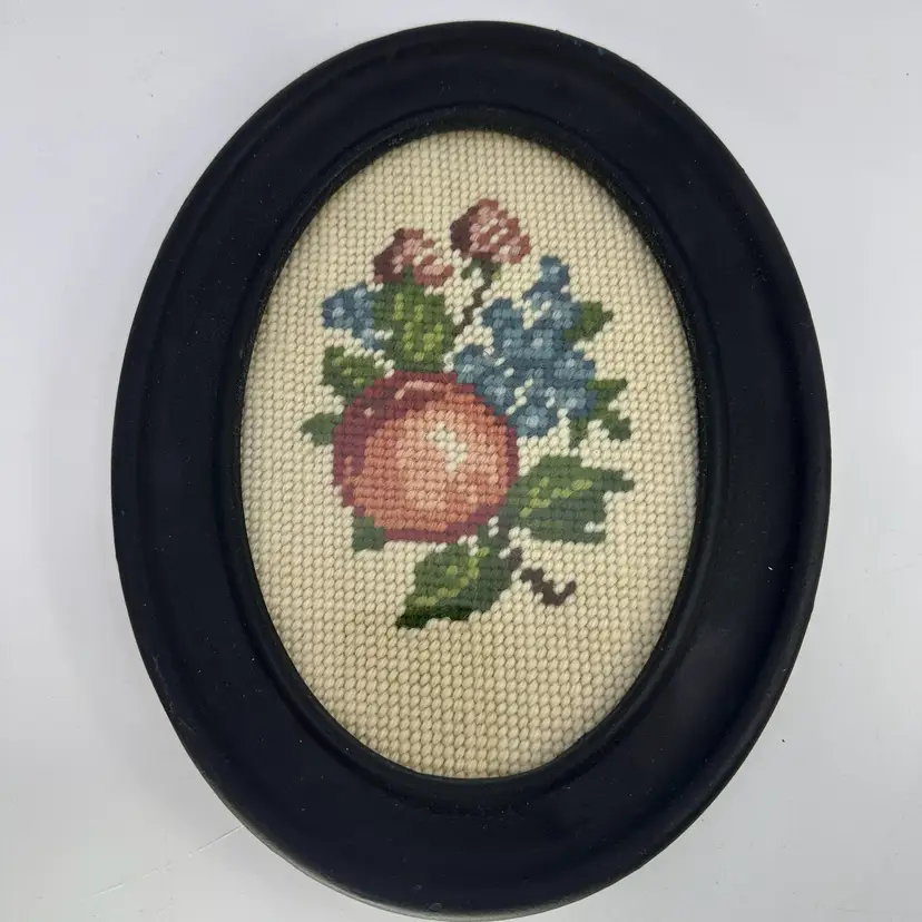 Oval Frame Needle Point Fruit Walk Hanging