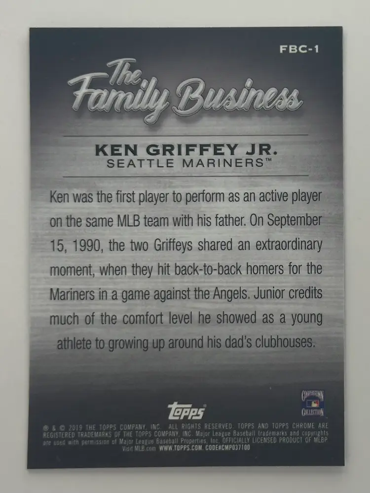 Ken Griffey Jr. Topps Chrome The Family Business Mariners