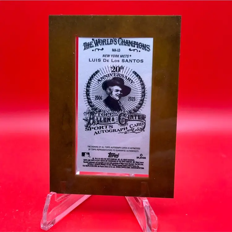 Luis De Los Santos 2025 Topps Allen & Ginter RC Mini Framed Auto New York Mets