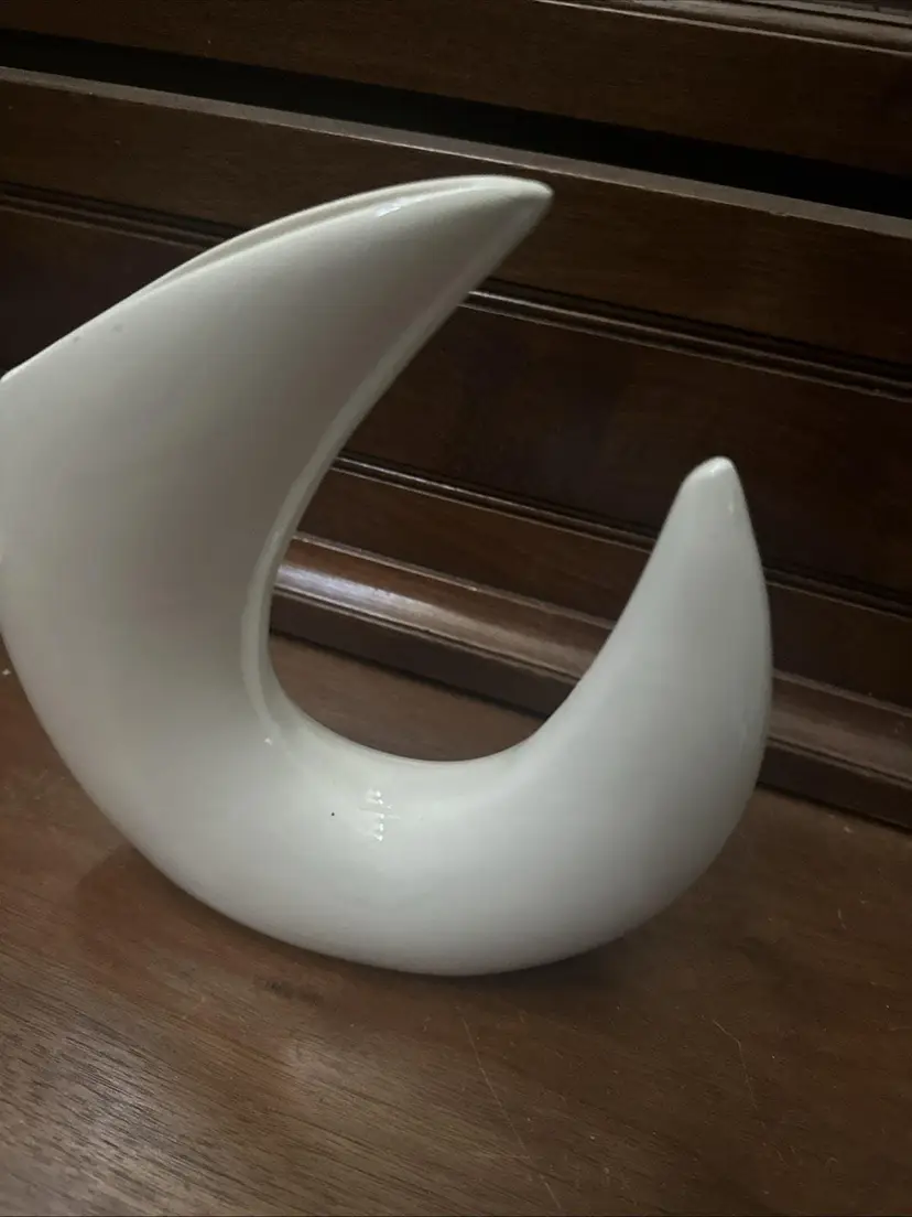 Mid-Century Modern Ikebana Vase: White Glazed Japanese Pottery