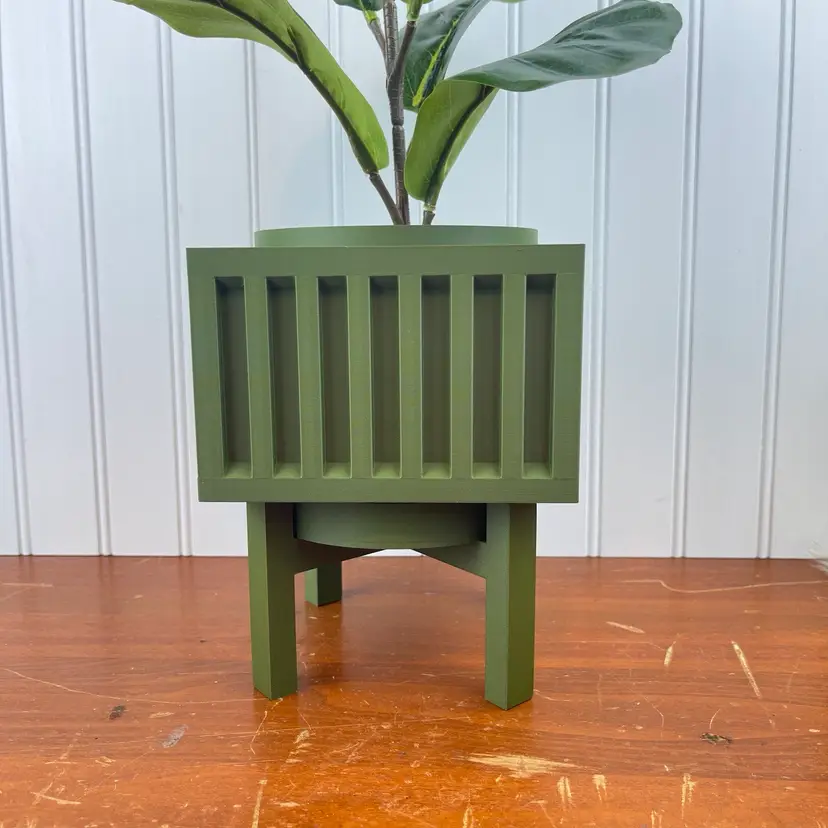 Modern Unique Indoor Flower Pot, Larix Planter Pot, Houseplants, Indoor Planter w/ Drainage Hole and Drip Tray, 3D Printed, Ecofriendly
