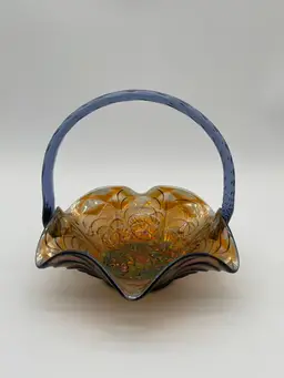 Fenton Art Glass Carnival Ruffled Glass Basket