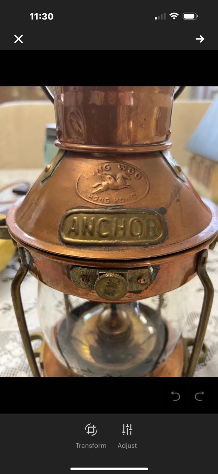 Antique Tung Woo Ships Oil Lantern