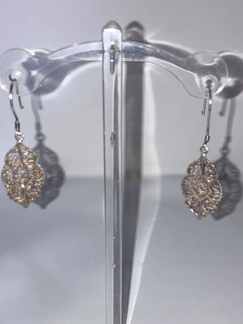 Vintage Sterling Silver Filigree Dangle Earrings! 1 3/4” Drop! Acid Tested!!