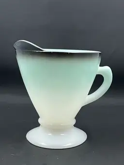Vintage Hazel Atlas Ovide Creamer Turquoise And Black
