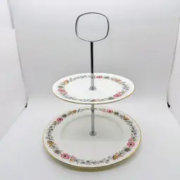 Vintage Paragon Porcelain 2-tier Fine China Tiered Cake Stand Belinda Wildflower