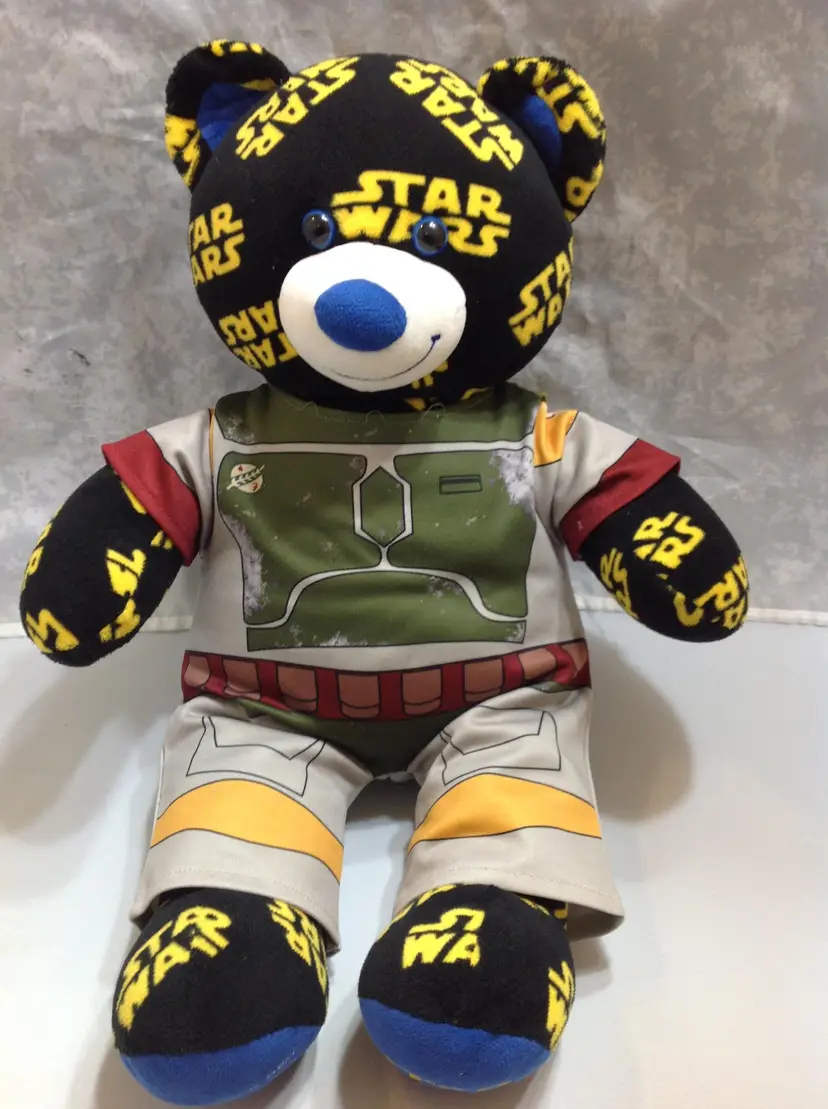 18" Build A Bear Star Wars pint LOGO Teddy in Boba Fett Outfit Plush Rare HTF