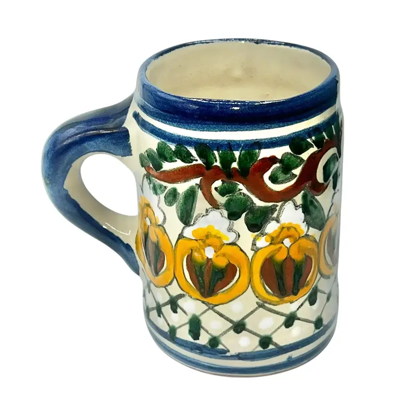 TALAVERA Pottery Terracotta Large Coffee Mug Tea  COLORFUL Glaze MEXICO
