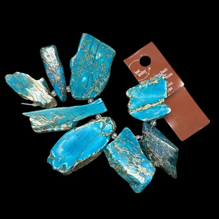 8pc. Blue Dyed Imperial Jasper Stones For Jewelry Making Handmade Projects