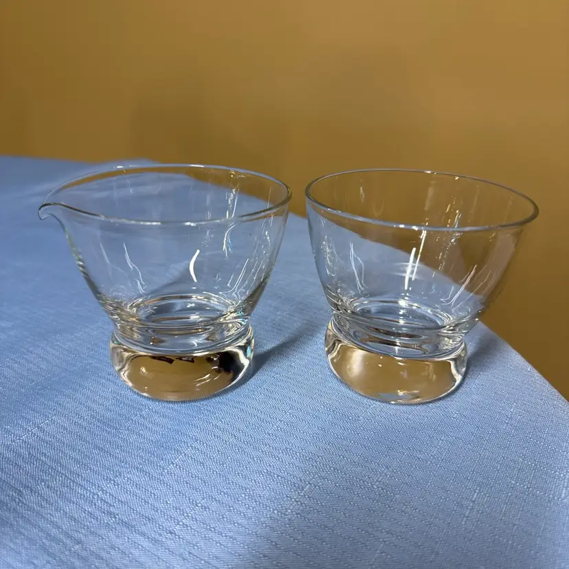 Eva Zeisel Prestige Federal Glass Creamer and Sugar Bowl set