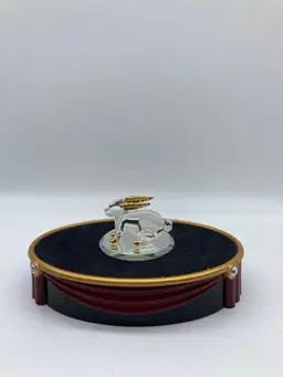 Vintage Crystal Bunny With Gold Ears Sitting on Mirror