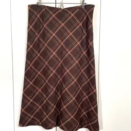 Casual Corner Annex Vintage Maxi A-Line Skirt Women's Size 12 Petite Brown Plaid