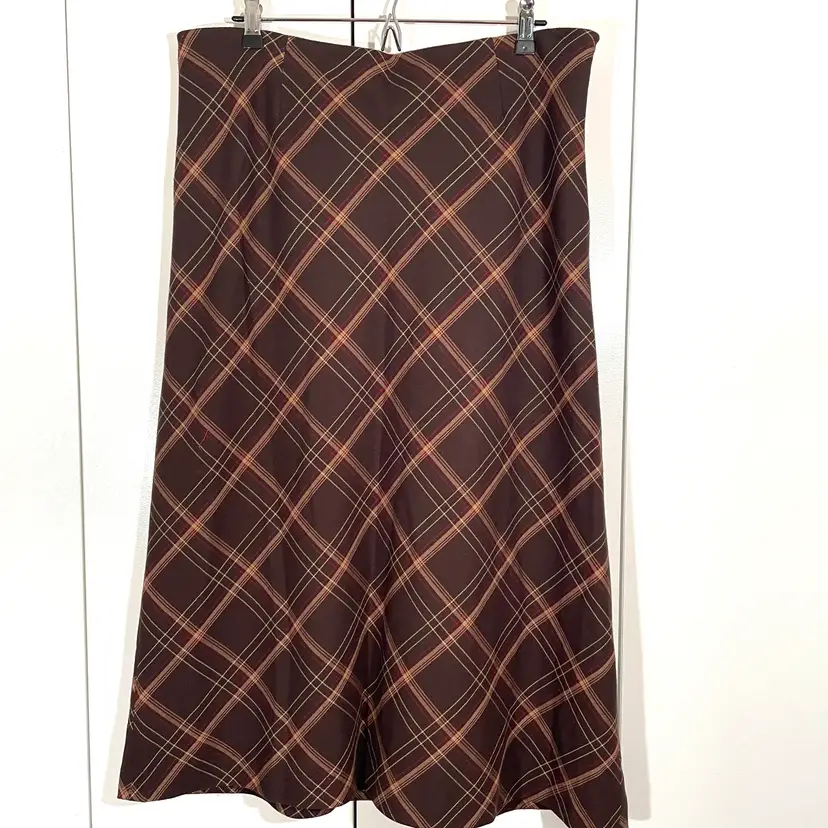 Casual Corner Annex Vintage Maxi A-Line Skirt Women's Size 12 Petite Brown Plaid