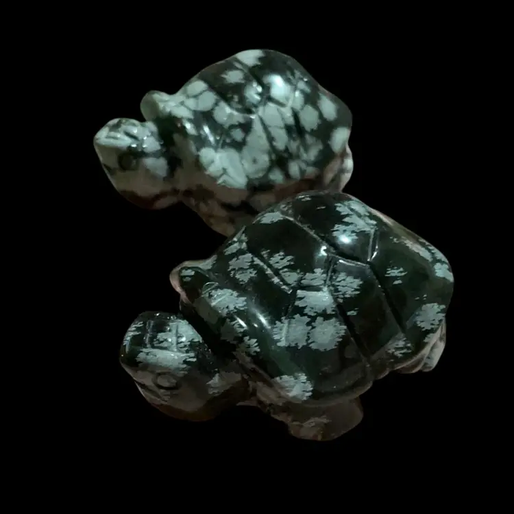 Lot Of Two Snowflake Obsidian Turtles 🐢
