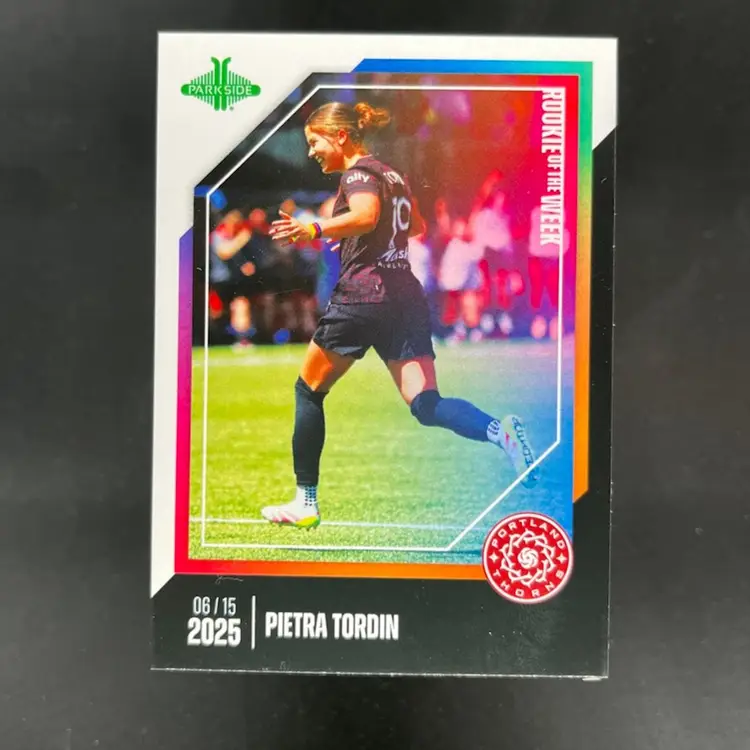 Pietra Tordin 2025 NWSL Parkside Pronto Rookie Of The Week Subscriber Exclusive /210 Soccer Card #ROW12