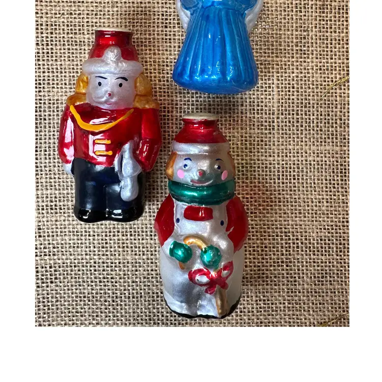 #16 Vintage Old World Christmas Glass Light Covers Holiday Figures - Set of 3