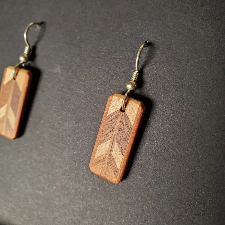 Vintage Wood Pierced Earring Trio