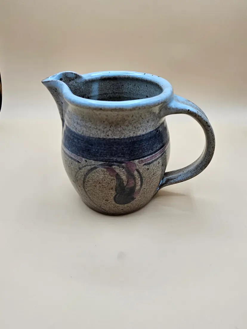 Lynn Lais Pottery Small 5"H Blue, Beige, Pink Speckled Pitcher