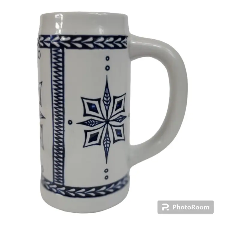 Vintage Ceramic Blue Brazil Rio Negrinho, Ceramarte LTDA Stein Mug, 6 1/2" Tall