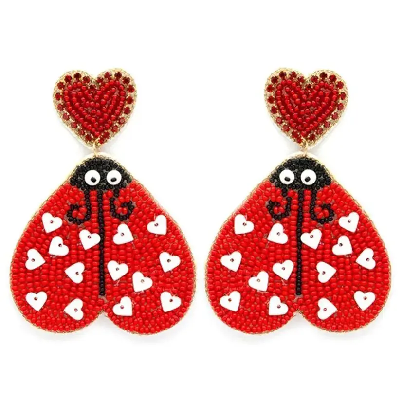 Ladybug Heart Earrings NIP