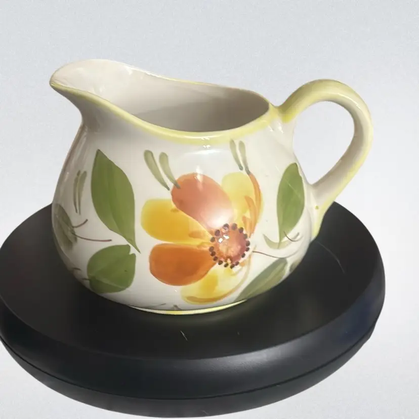 Hand Painted In Portugal, Orange And Yellow Flowered Pitcher