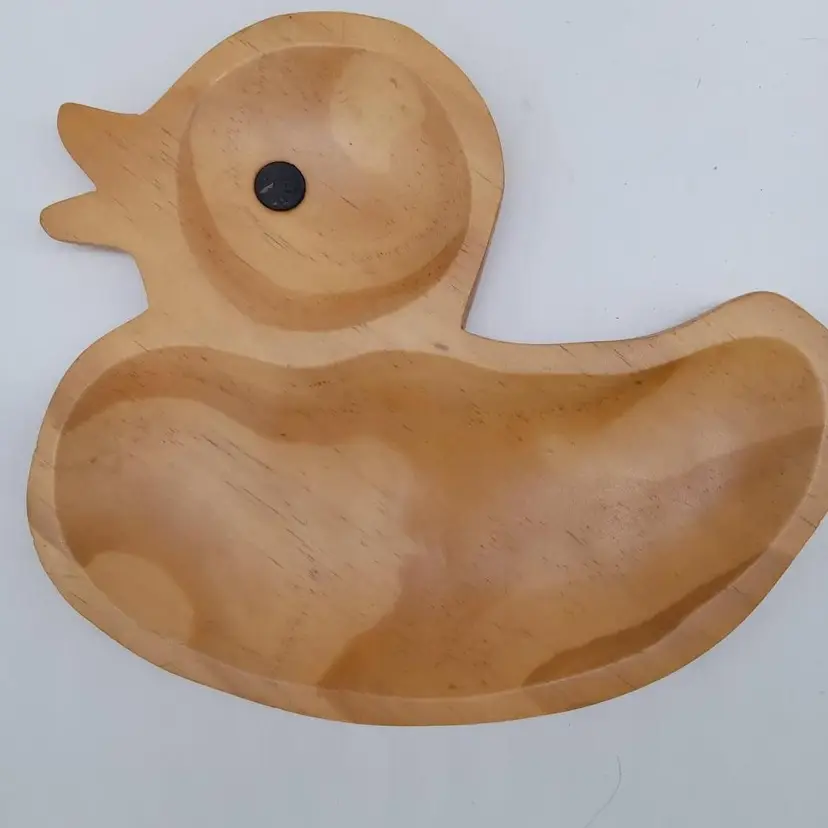Rubber ducky shaped dish, wood, trinket, serving, duck, bird