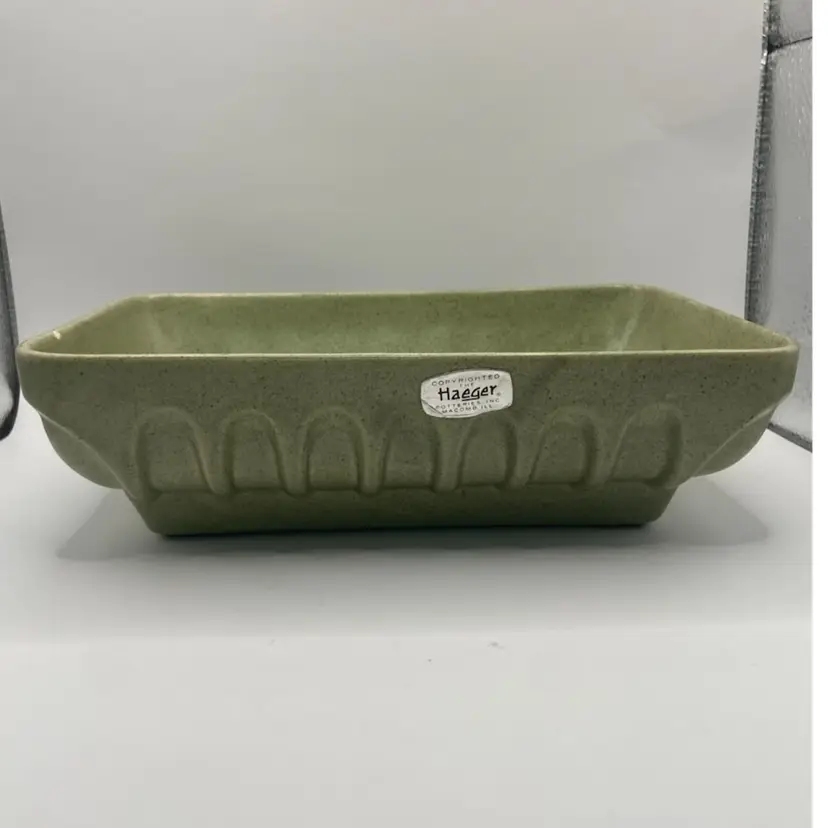 Vintage Haeger Rectangular Planter, Original Sticker, Green, U110, 10”x7”x3”, READ