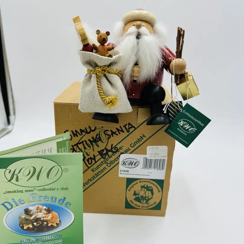 KWO Sitting Santa German Christmas Incense Smoker Handcrafted in Germany COA