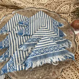 Set Of 6 Blue/White Drink Napkins