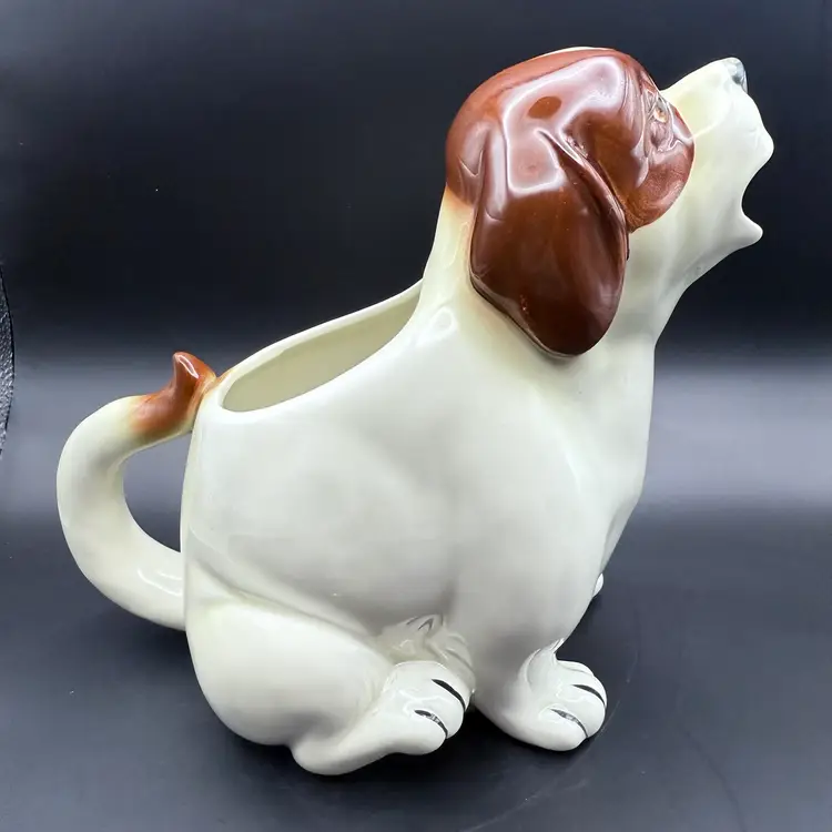 Vintage St.Bernard Dog Pitcher Creamer Extra Large Quon Quon Japan 1980