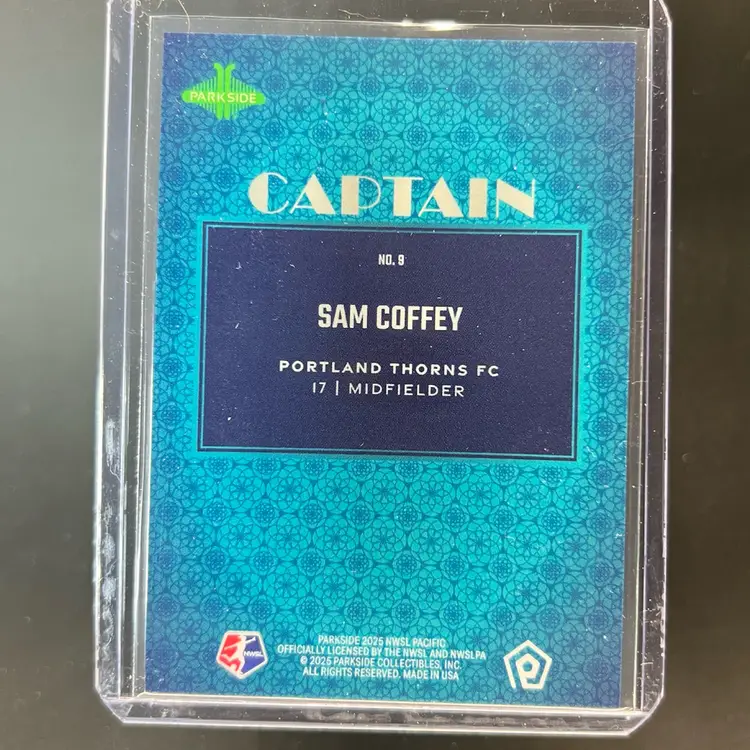 Sam Coffey 2025 Parkside Pacific Captain /50 Soccer Card
